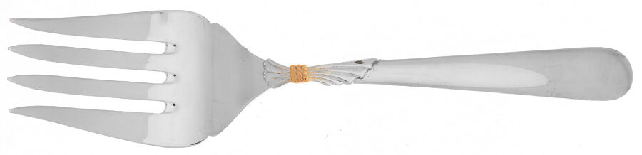 Lindi (Stainless, Gold Knot Accent) Solid Serving Fork by Yamazaki-1