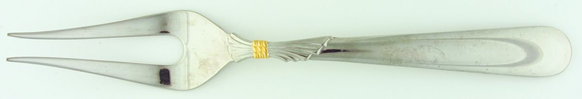 Lindi (Stainless, Gold Knot Accent) Medium Solid Cold Meat Serving Fork by Yamazaki-1