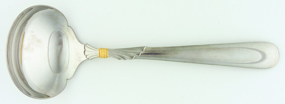 Lindi (Stainless, Gold Knot Accent) Solid Gravy Ladle by Yamazaki-1