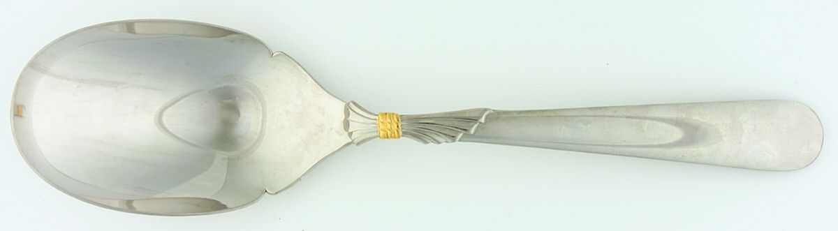 Lindi (Stainless, Gold Knot Accent) Solid Serving Spoon by Yamazaki-1