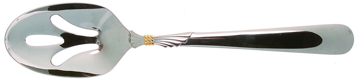 Lindi (Stainless, Gold Knot Accent) Pierced Tablespoon (Serving Spoon) by Yamazaki-1
