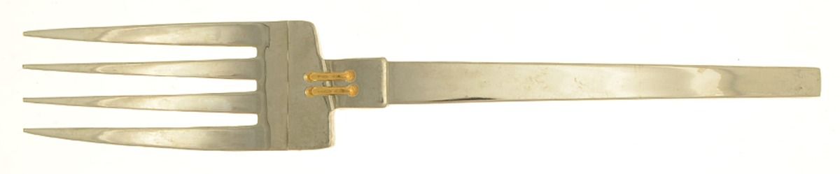 Odyssey-Gold (Stainless, Gold Accent) Medium Solid Cold Meat Serving Fork by Yamazaki-1