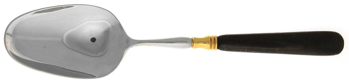 Old Denmark-Black (Stainless, Gold Accent) Solid Serving Spoon by Yamazaki-1