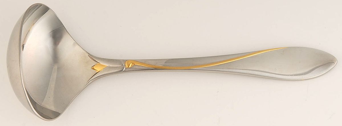 Raceme (Stainless, Gold Accent) Solid Gravy Ladle by Yamazaki-1