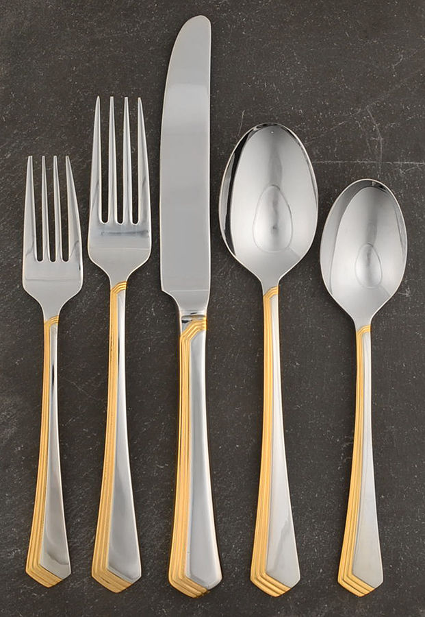 Ramona Gold (Stainless) 5 Piece Place Setting by Yamazaki-1
