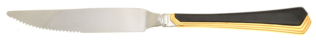 Ramona (Stainless-Black Handle-Gold Accent) Steak Knife Individual Hollow, Serrate HC by Yamazaki-1