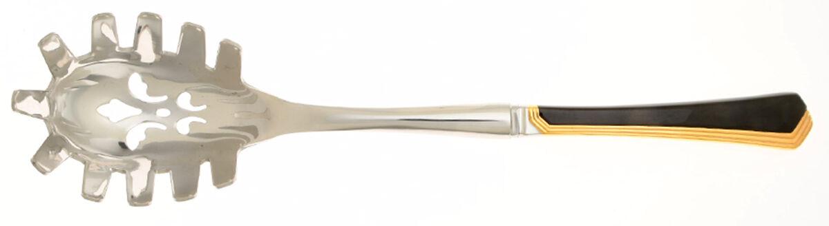 Ramona (Stainless-Black Handle-Gold Accent) Pasta Server with Stainless Bowl HC by Yamazaki-1