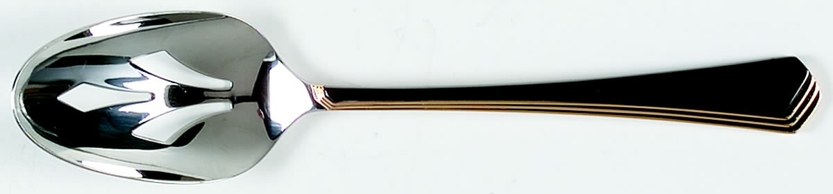 Ramona (Stainless-Black Handle-Gold Accent) Pierced Tablespoon (Serving Spoon) by Yamazaki-1