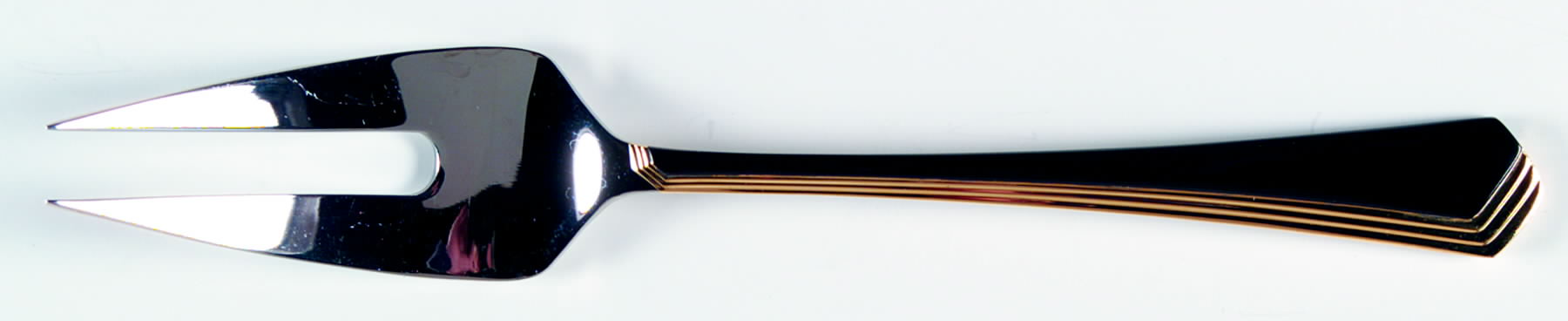 Ramona (Stainless-Black Handle-Gold Accent) Large Solid Cold Meat Serving Fork by Yamazaki-1