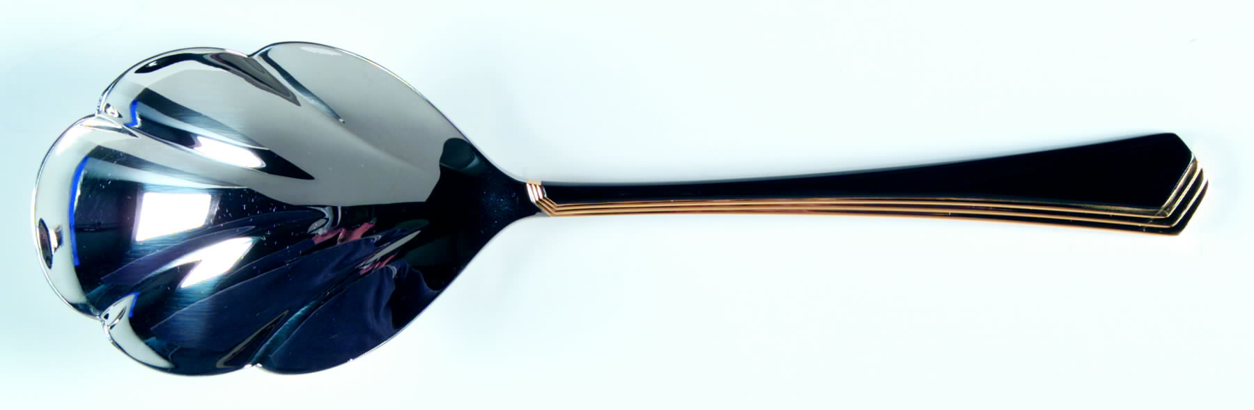 Ramona (Stainless-Black Handle-Gold Accent) Solid Serving Spoon by Yamazaki-1