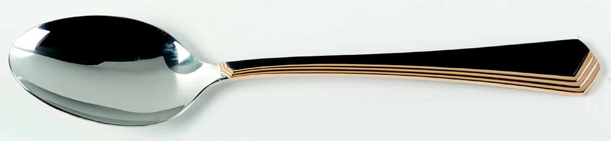 Ramona (Stainless-Black Handle-Gold Accent) Place/Oval Soup Spoon by Yamazaki-1