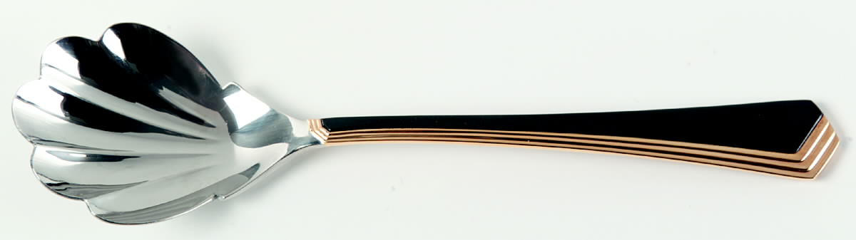 Ramona (Stainless-Black Handle-Gold Accent) Sugar Shell Spoon by Yamazaki-1