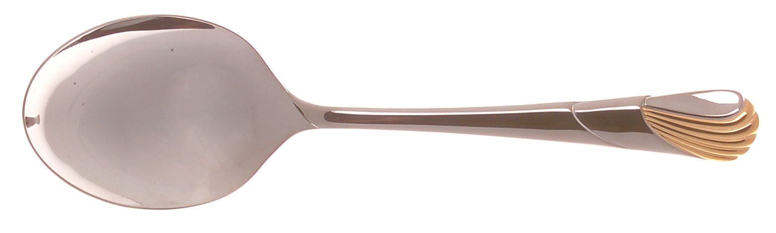 Seawinds (Stainless-Gold Accent) Solid Serving Spoon by Yamazaki-1