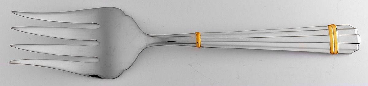 Stanford (Stainless, Gold Accent) Solid Serving Fork by Yamazaki-1