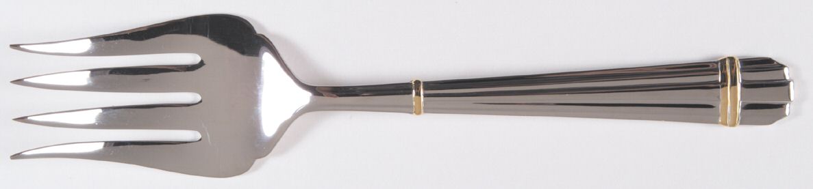 Stanford (Stainless, Gold Accent) Medium Solid Cold Meat Serving Fork by Yamazaki-1