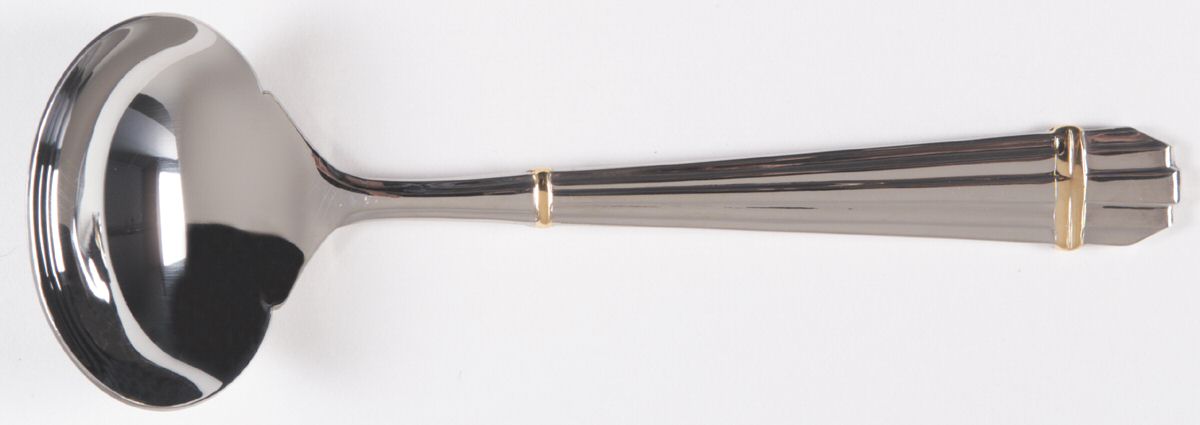 Stanford (Stainless, Gold Accent) Solid Gravy Ladle by Yamazaki-1