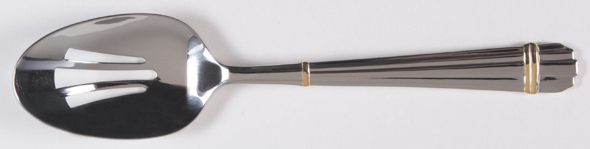 Stanford (Stainless, Gold Accent) Pierced Tablespoon (Serving Spoon) by Yamazaki-1