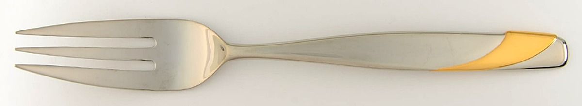 Summer Wind-Gold (Stainless, Gold Accent) Large Solid Cold Meat Serving Fork by Yamazaki-1