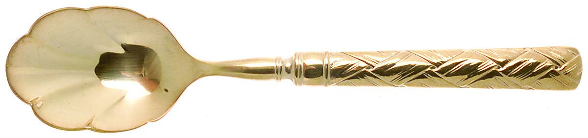 Troika-Atria (Gold Electroplate) Sugar Shell Spoon by Yamazaki-1
