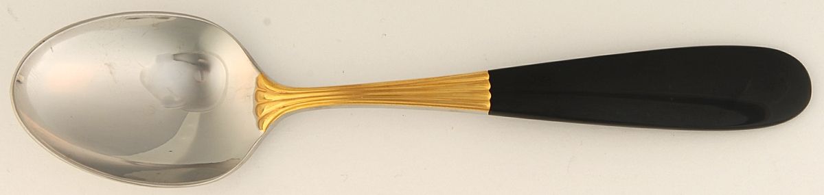 Tulle-Black (Stainless-Gold Accent) Place/Oval Soup Spoon by Yamazaki-1