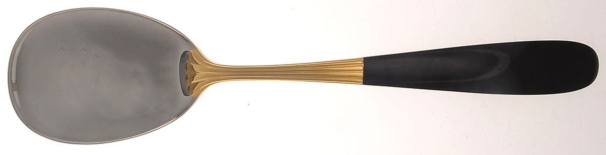 Tulle-Black (Stainless-Gold Accent) Solid Serving Spoon by Yamazaki-1