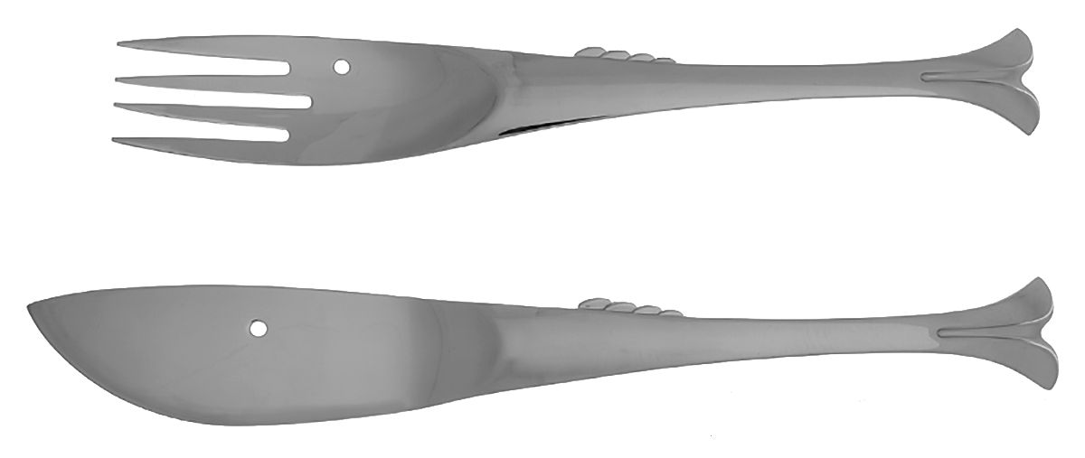 Gone Fishing (Stainless) 2 Piece Large Solid Fish Serving Set by Yamazaki-1