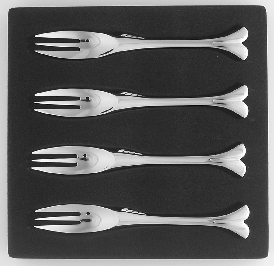 Gone Fishing (Stainless) Cocktail/Seafood Fork - Set of 4 by Yamazaki-1