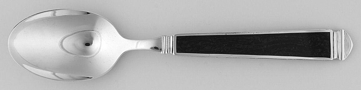 Krystallos-Black (Silverplate) Place/Oval Soup Spoon by Yamazaki-1