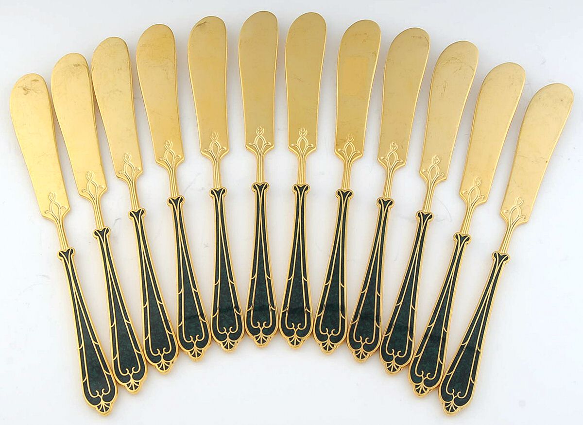 Fortissimo-Malachite Butter Spreader Flat Handle - Set of 12 by Yamazaki-1