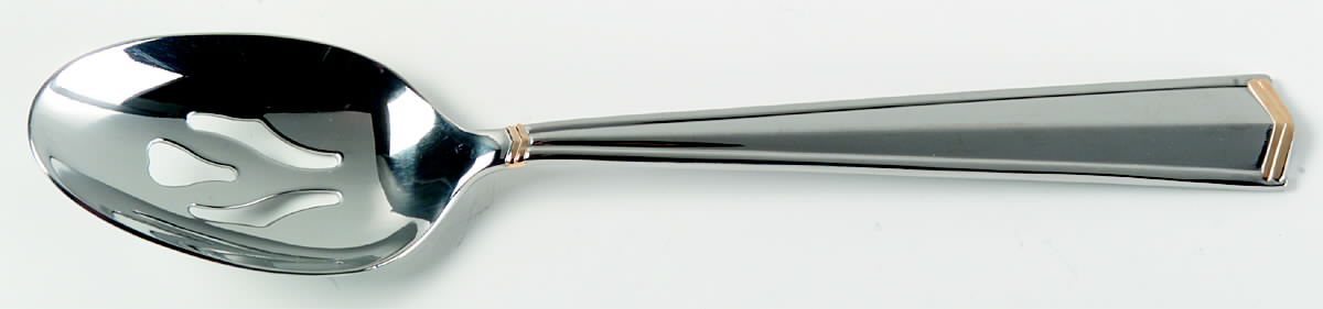 Icon-Affinity (Stainless, Gold Accent) Pierced Tablespoon (Serving Spoon) by Yamazaki-1