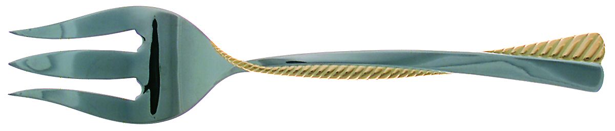 Cordagio Gold (Glossy, Gold Acct) Large Solid Cold Meat Serving Fork by Yamazaki-1