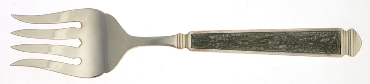 Krystallos-Slate Blue (Silverplate) Solid Serving Fork by Yamazaki-1