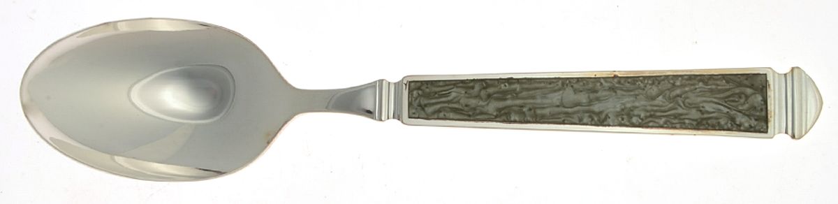 Krystallos-Slate Blue (Silverplate) Place/Oval Soup Spoon by Yamazaki-1