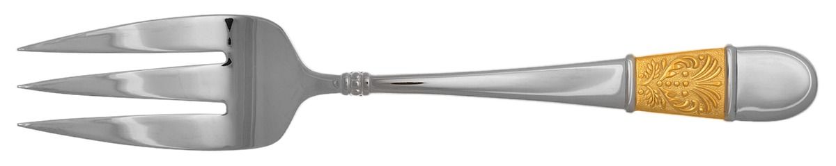 Medalia-Gold Accent (Stainless) Large Solid Cold Meat Serving Fork by Yamazaki-1