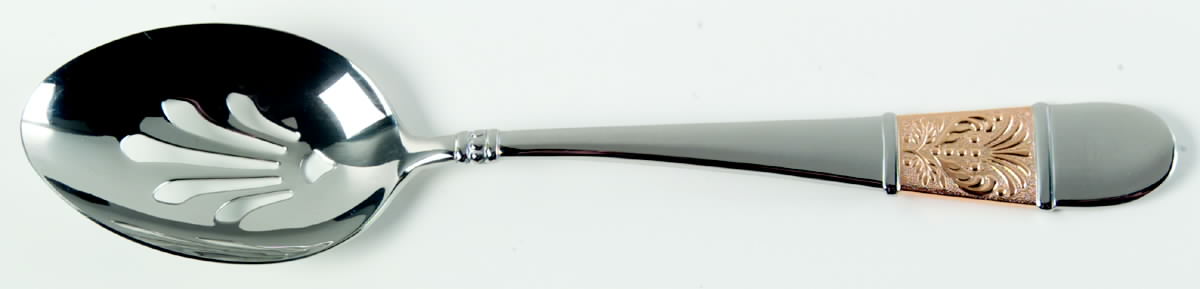 Medalia-Gold Accent (Stainless) Pierced Tablespoon (Serving Spoon) by Yamazaki-1