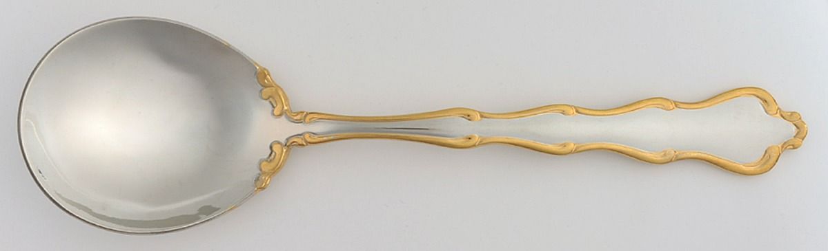 Princess Anne Gold Accent (Stainless, Gold Accent) Solid Serving Spoon by Yamazaki-1