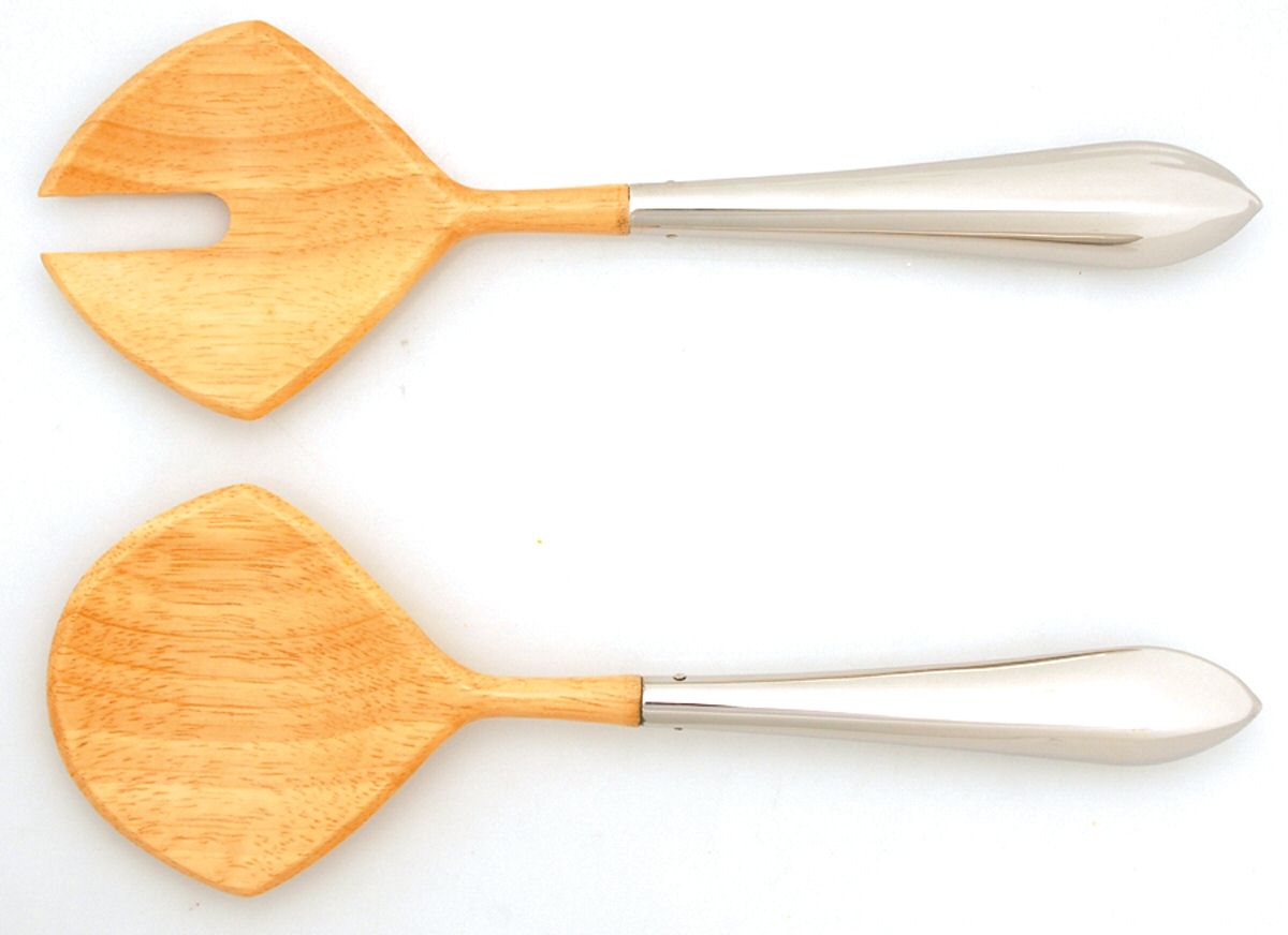 Signature (Stainless, Hollowware) Wooden Bowl 2-Piece Salad Set by Yamazaki-1