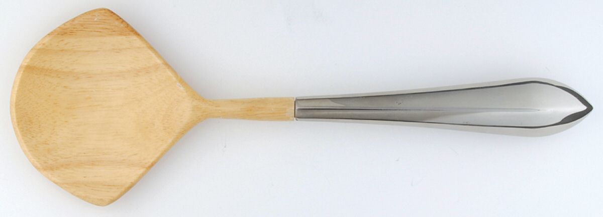 Signature (Stainless, Hollowware) Salad Serving Spoon with Wooden Bowl by Yamazaki-1