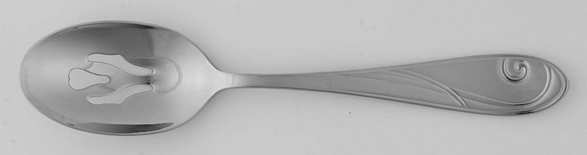 Platinum Wave (Stainless) Pierced Tablespoon (Serving Spoon) by Yamazaki-1