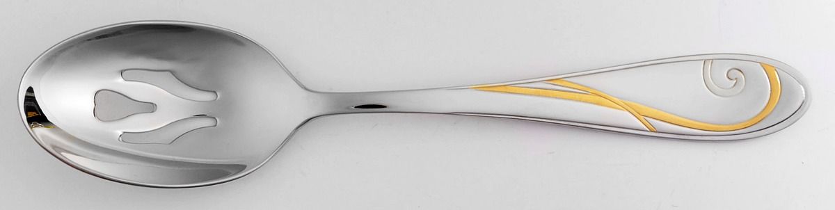 Golden Wave (Stainless) Pierced Tablespoon (Serving Spoon) by Yamazaki-1