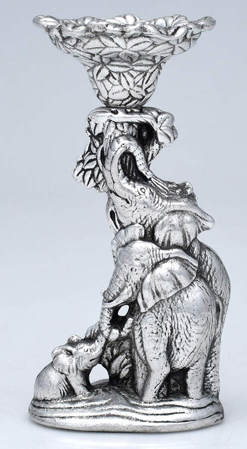 Elephants (Aluminum, Hollowware) 6" Weighted Candlestick by Arthur Court-1