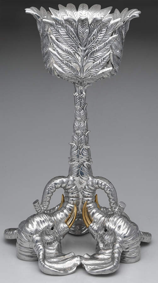 Elephants (Aluminum, Hollowware) Wine Cooler Stand by Arthur Court-1