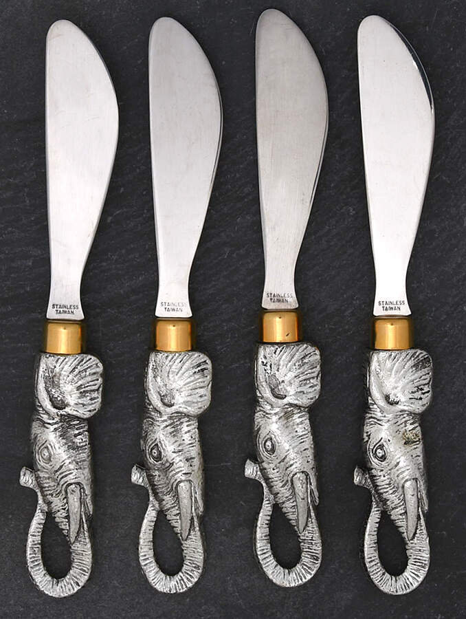 Elephants (Aluminum, Hollowware) Individual Spreader - Set of 4 by Arthur Court-1