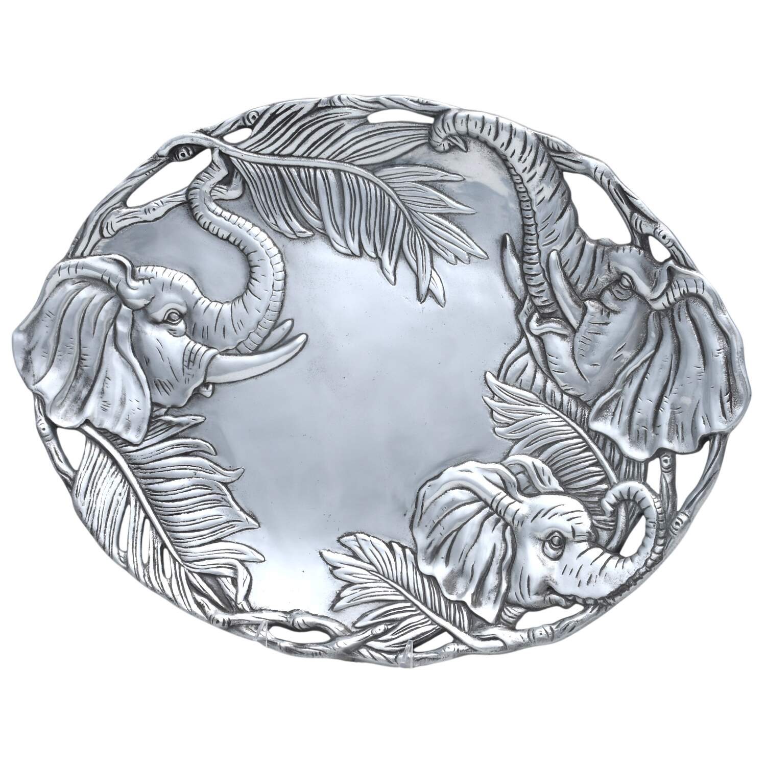 Elephants (Aluminum, Hollowware) 18" Oval Serving Platter by Arthur Court-1