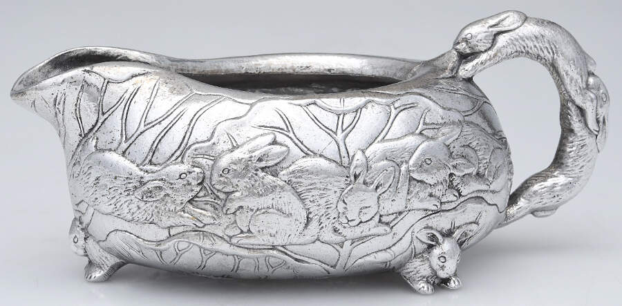 Bunnies (Aluminum, Hollowware) Footed Sauce Boat by Arthur Court-1