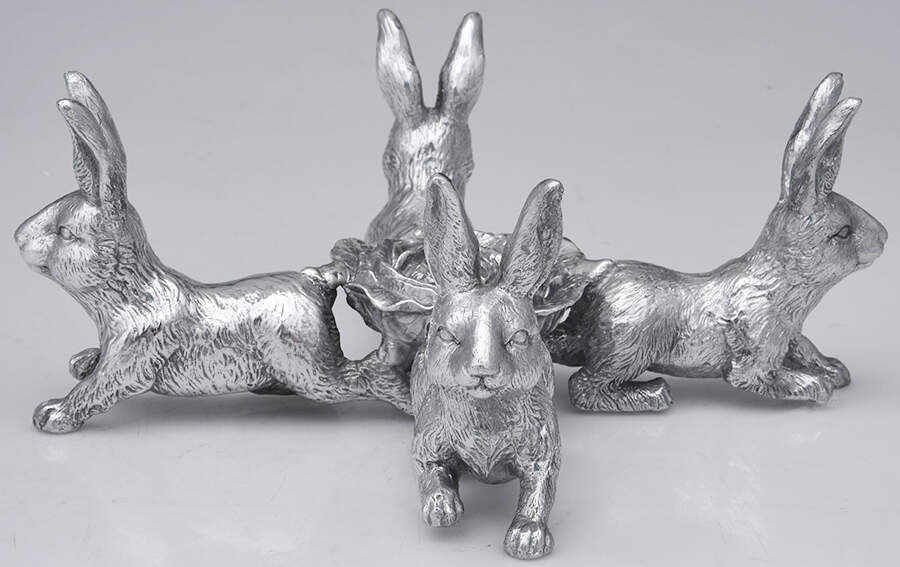 Bunnies (Aluminum, Hollowware) Stand for Acrylic Bowl 14" by Arthur Court-1