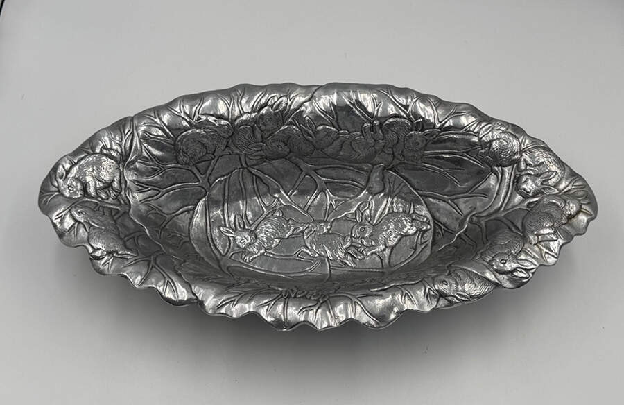 Bunnies (Aluminum, Hollowware) 16" Oval Bowl by Arthur Court-1