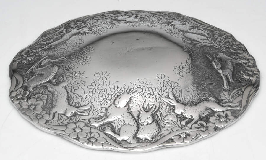 Bunnies (Aluminum, Hollowware) Metal Lid for Glass Casserole by Arthur Court-1