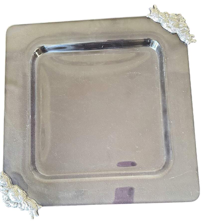 Bunnies (Aluminum, Hollowware) Acrylic Tray with Metal Handles by Arthur Court-1
