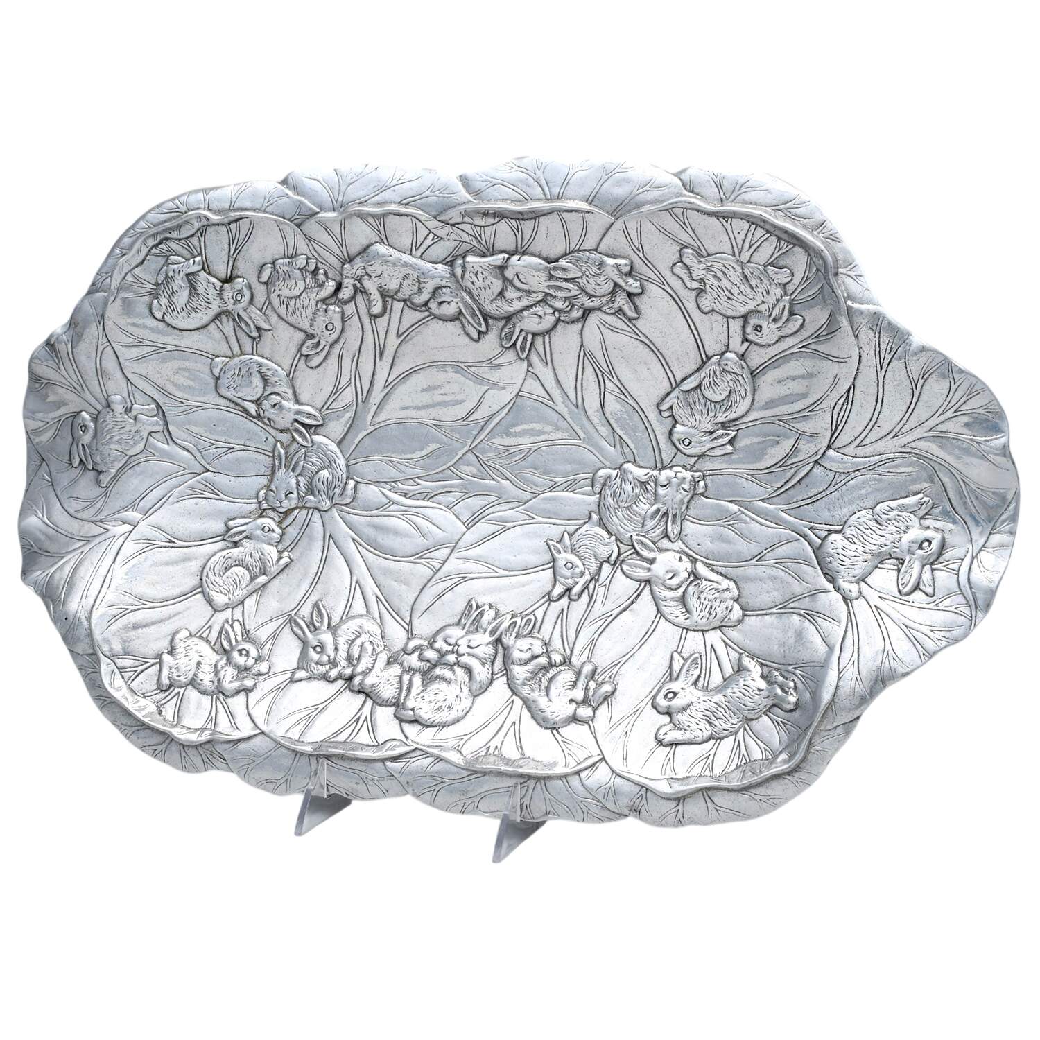 Bunnies (Aluminum, Hollowware) Lid for 3 Quart Rectangular Casserole by Arthur Court-1